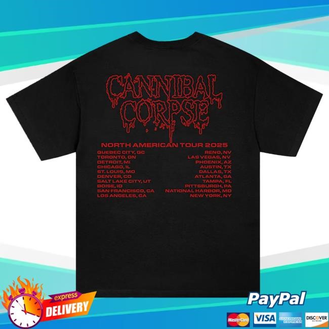 Official Cannibal Corpse Merch Store Head Wound 2025 Tour New Shirt (Black)