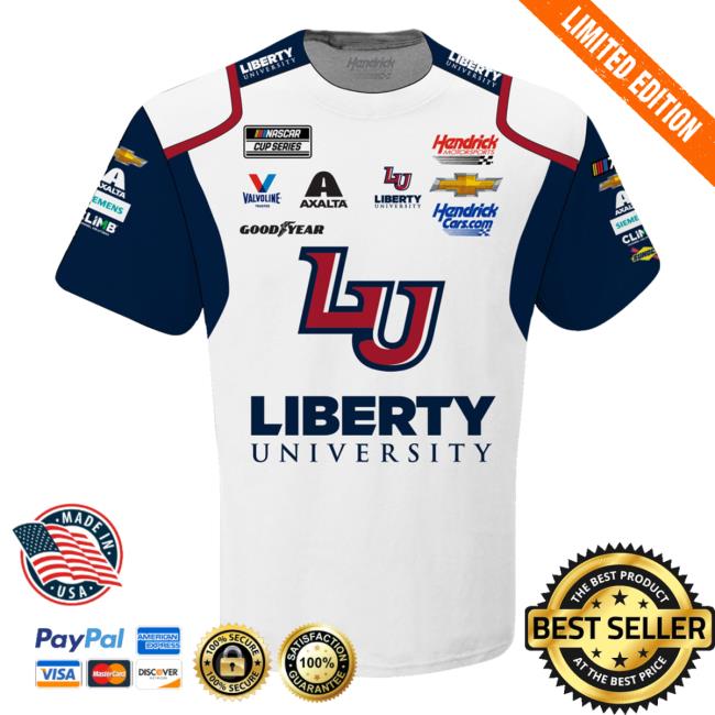 Official Nascar Store Merch Shop William Byron Hendrick Motorsports Team Collection White Liberty University Sublimated Uniform Sweater