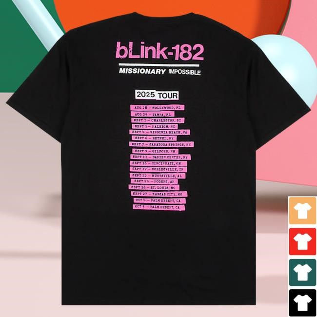 Official Blink 182 Shop Blink-182 Missionary Impossible Tour Black Hot Shirt Blink182