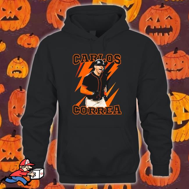 Orange Thunder Baseball Carlos Correa Design Hooded Sweatshirt