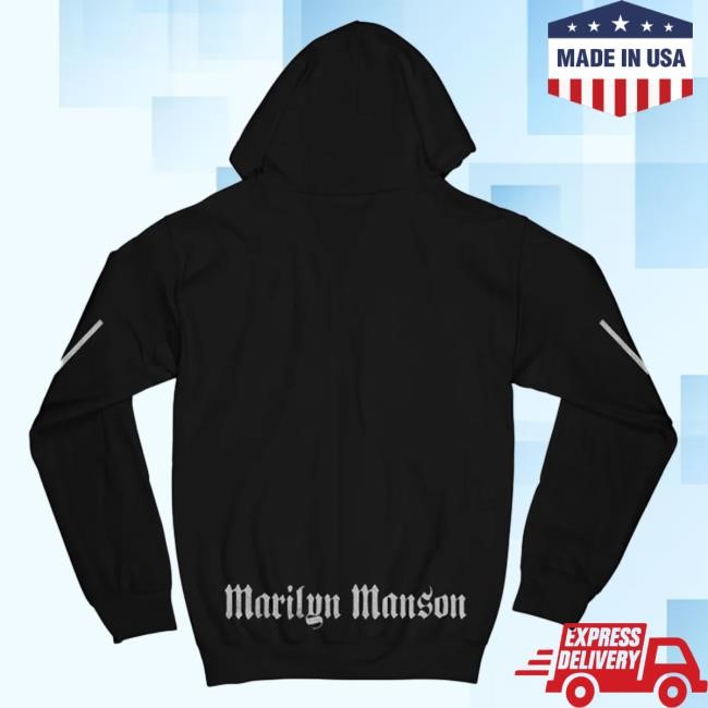 Official Marilyn Manson Merch Store Shop Distressed Silver Zip Hoodies MarilynManson