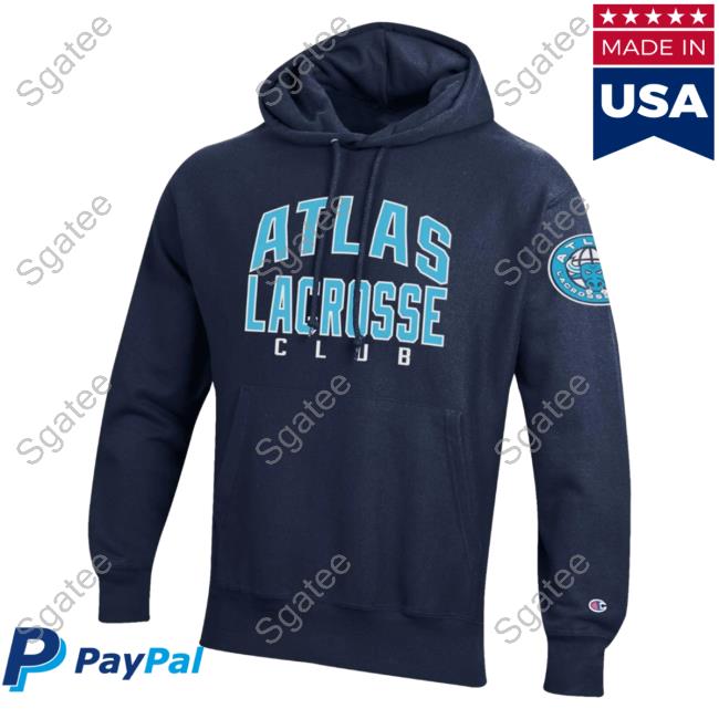 Official Premier Lacrosse League Shop Champion Atlas Lacrosse Throwback Reverse Weave Crew neck Sweatshirt Marine Navy