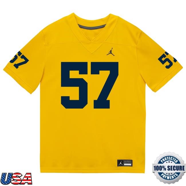 Michigan Wolverines #57 Travis Moten Student Athlete Maize Football Jersey Tshirt The M Den Shop