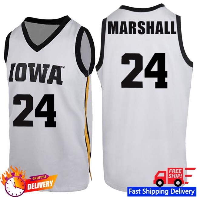 Official Iowa Hawkeyes Merch Store Iowa Hawkeyes Marshall #24 White Jersey Tee Iowa Hawkeyes Apparel Clothing Shop