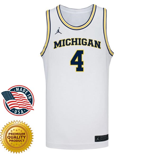 Michigan Wolverines #4 Nimari Burnett Student Athlete White Basketball Jersey T Shirt | The M Den Official Merch Store Shop Michigan Wolverines #4 Nimari Burnett Student Athlete White Basketball Jersey Shirts | The M Den Official Merch Store Shop