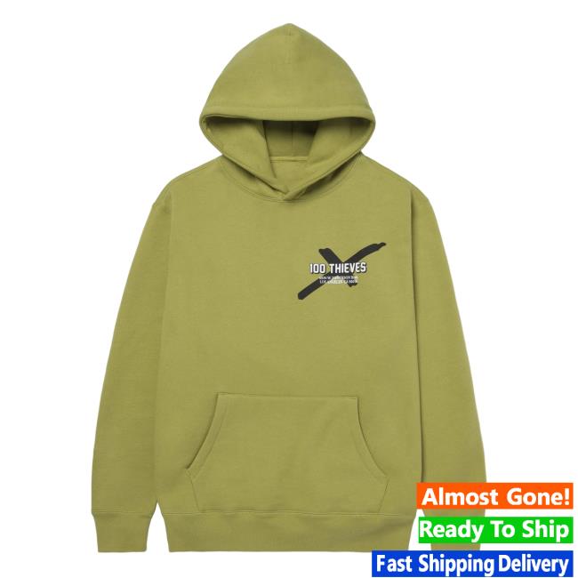 Official 100 Thieves Merch Store Shop 100Thieves Wolf Popover Sweatshirt - Olive 100T