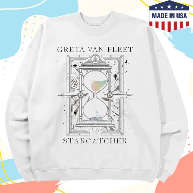Official Greta Van Fleet Merch Store White Hourglass Sweatshirt "Greta Van Fleet," "Starcatcher,"