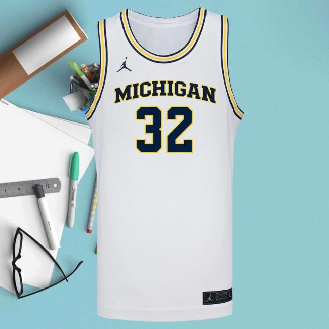 Michigan Wolverines #32 Malick Kordel Student Athlete White Basketball Jersey Tee The M Den Shop Official