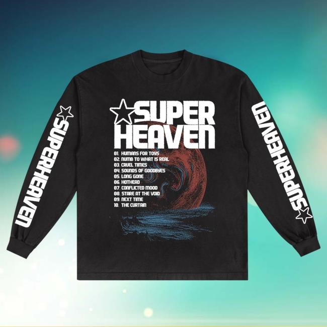 Superheaven Planet II Black LS T Shirt Superheaven Merch Store Official