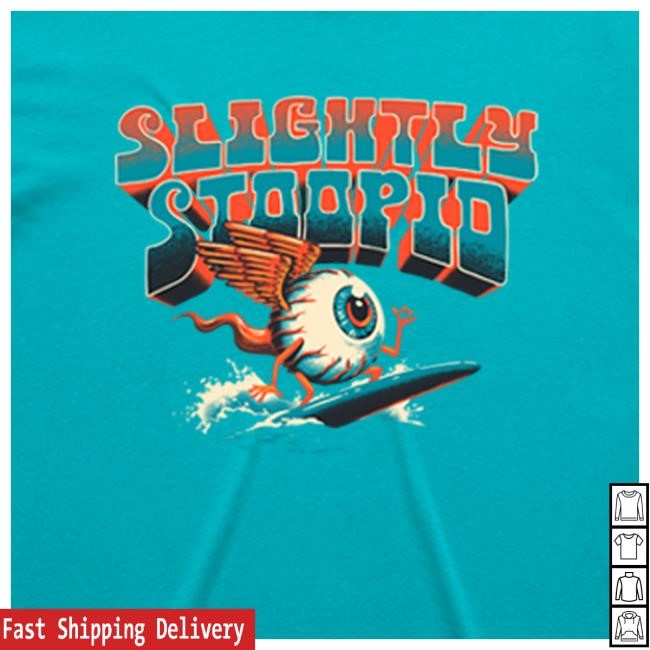 Official Slightly Stoopid Merch Store Shop Surfing Eyeball Shirt New(Teal)