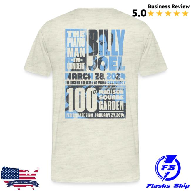 Official Billy Joel Merch Store Billy Joel "3-28-24 Msg New York 100Th Event Poster" Shirt - Online Exclusive Billy Joel Apparel Clothing Shop