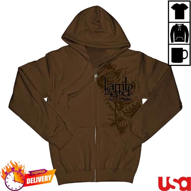 Official Lamb of God Merch New American Gospel Brown Zip Hood
