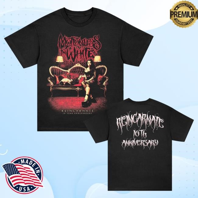 Official Miwmerch Motionless In White Reincarnate 10 Year New Shirt (Black) Miw Merch Store