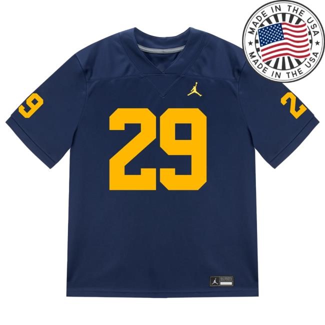 The M Den Michigan Wolverines #29 Chase Taylor Student Athlete Blue Football Jersey T Shirt