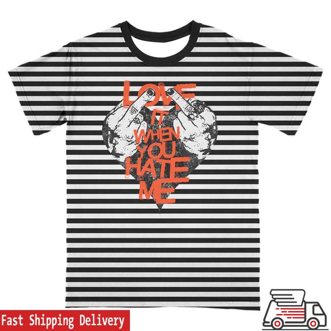 Official Avril Lavigne Merch Store Avril Lavigne Striped Love It When You Hate Me T Shirt Avril Lavigne Clothing Shop AvrilLavigne