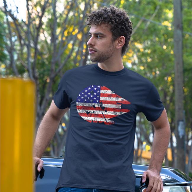 Mark Hamill Star Wars Millennium Falcon American Flag Tee Shirt Independence Day 2022