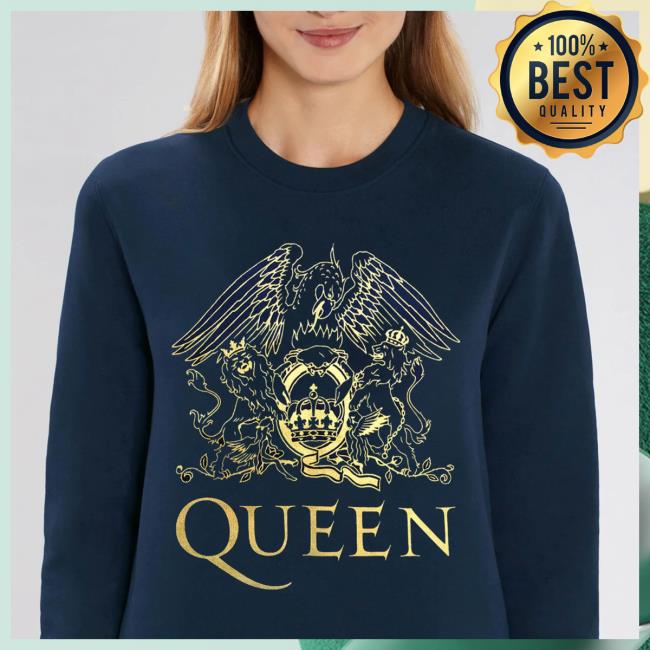 Official Queen Store Merrch Gold Crest On French Blue New Crewneck Sweatshirt