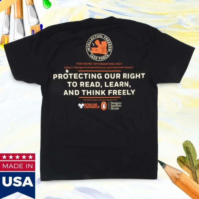 Official Online Ceramics Penguin Random House "Intellectual Freedom Task Force" Black T Shirt
