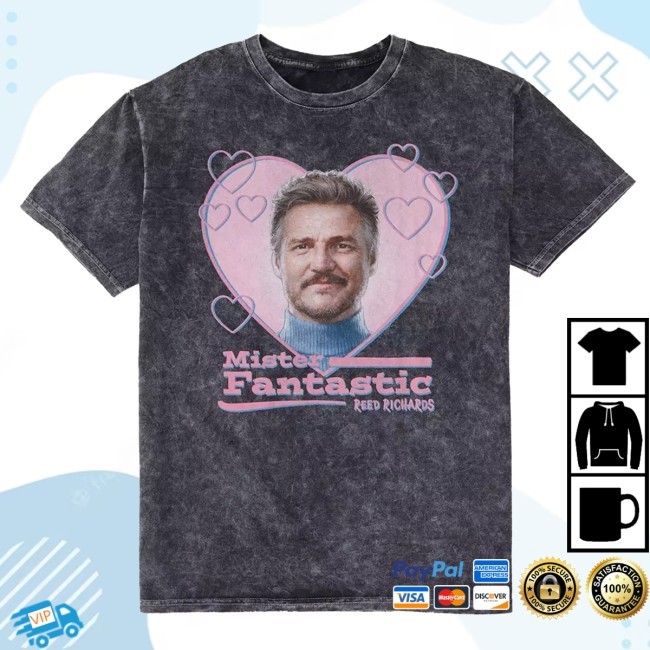Official Marvel The Fantastic Four: First Steps Mister Fantastic Hearts Mineral Wash New Shirt - Fantastic Four