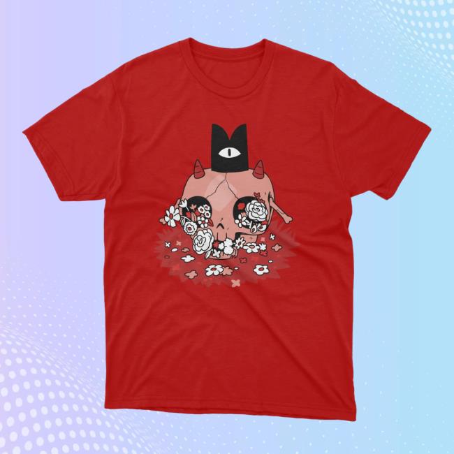 Official Devolver Digital Cult Of The Lamb Floral Skull Tshirt