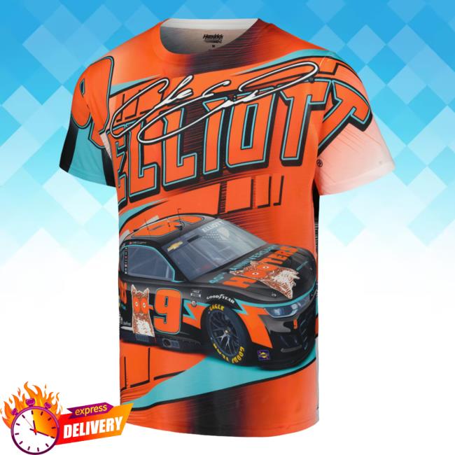 Official Nascar Store Merch Shop Chase Elliott Hendrick Motorsports Team Collection Orange Hooters Accelerator Total Print Tees