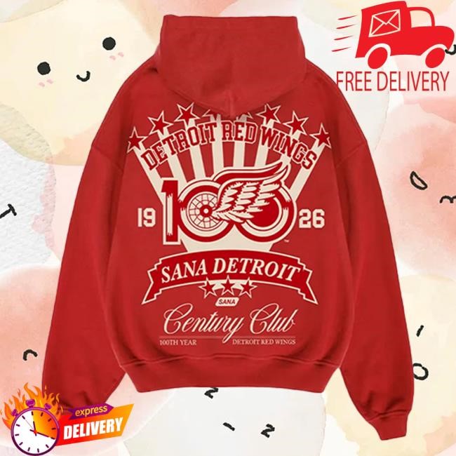 Official Sana Detroit Apparel Sana X Red Wings Century Club Attractive Hoodie SanaDetroit