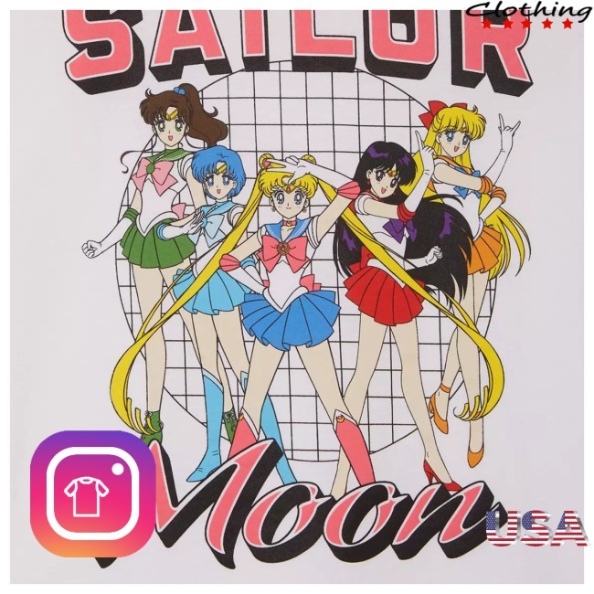 Official Sailor Moon White Cropped Inner Sailor Guardians Tee Shirt - Sailor Moon