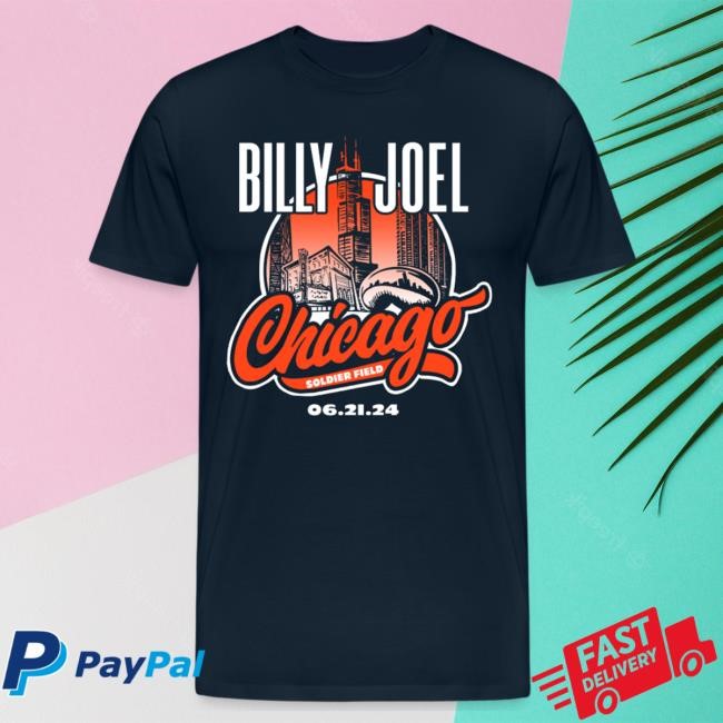 Billy Joel Official Merch Store | Billy Joel "6-21-24 Chicago Event" Navy T-Shirts Billy Joel Clothing Shop Billyjoelshop