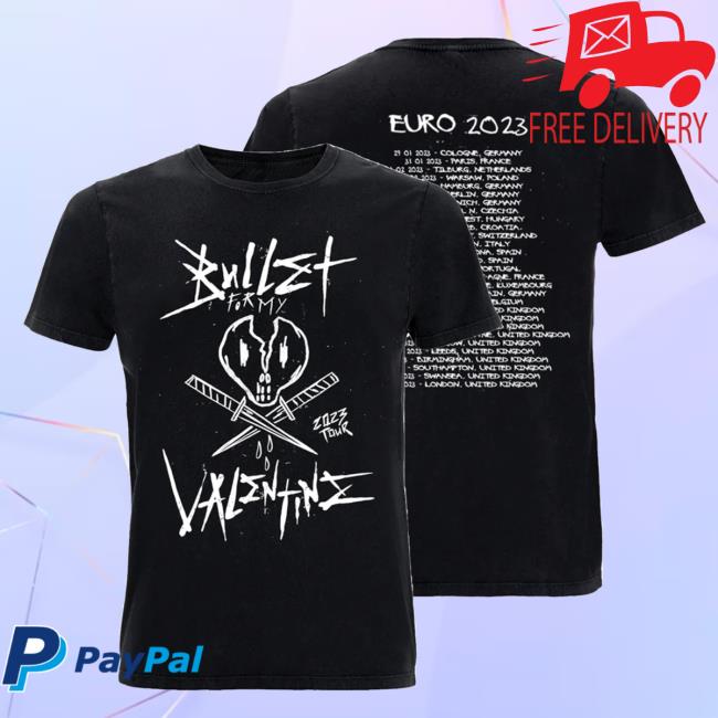 Official Bullet For My Valentine Bullet 2023 Eu Uk Tour Black Shirts