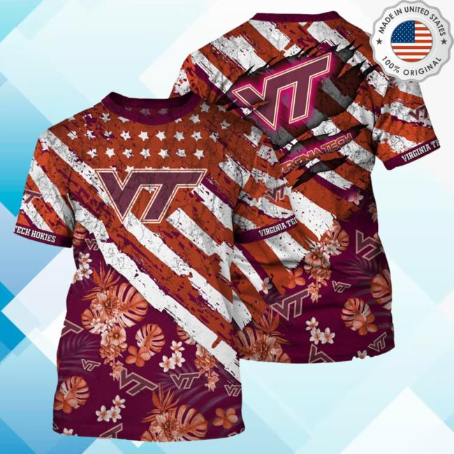 Official Banantees Virginia Tech Hokies Tropical Flower Style And Flag All Over Printed 3D Hoody