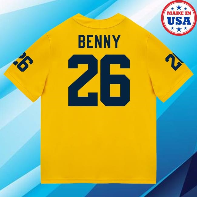 Official The M Den Michigan Wolverines #26 Rayshawn Benny Student Athlete Maize Football Jersey Top Shirt