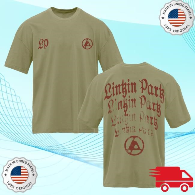 Official Linkin Park Merch Store Arch Repeat Light Olive Top Shirt LinkinPark